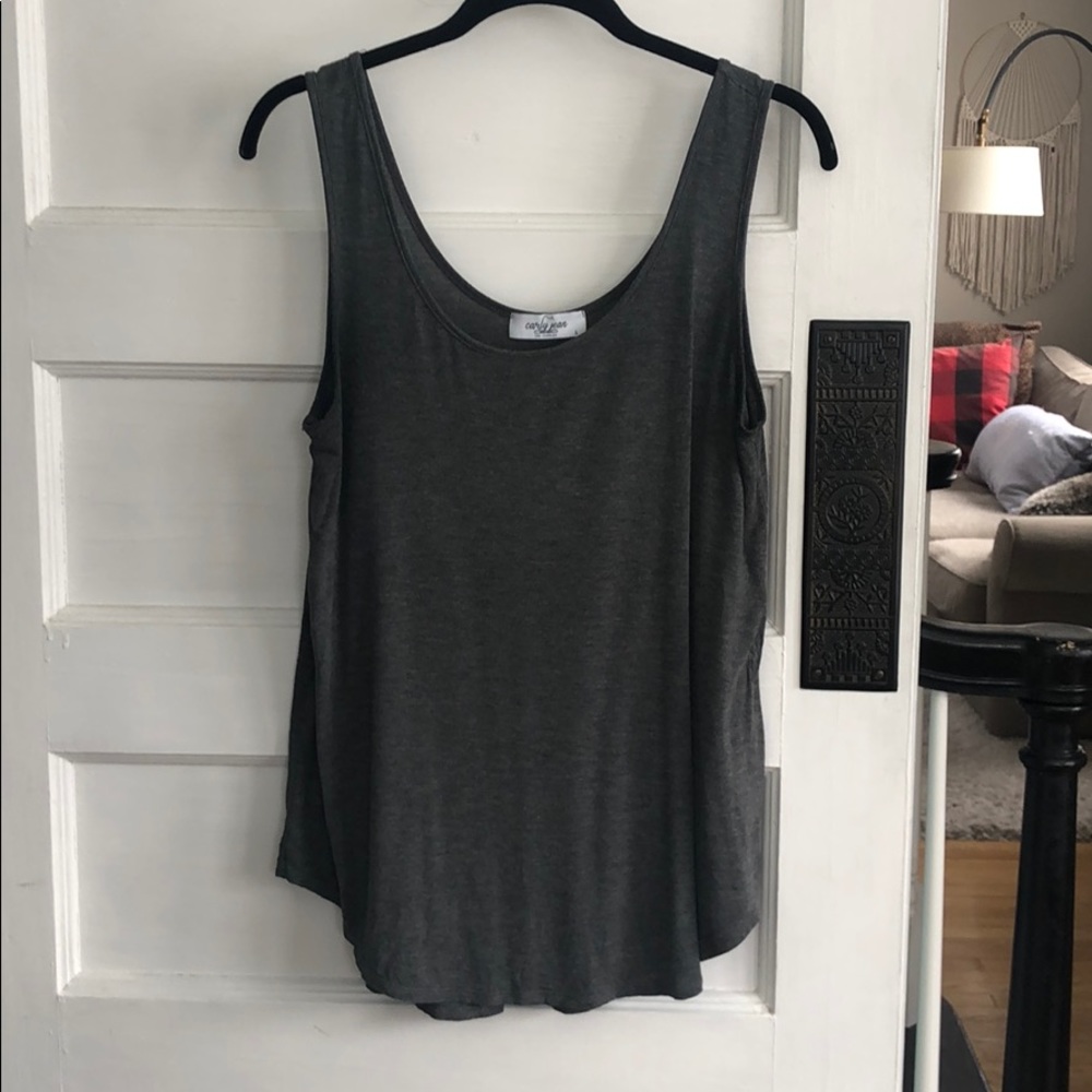CJLA Scoop neck basic tank heathered dark gray